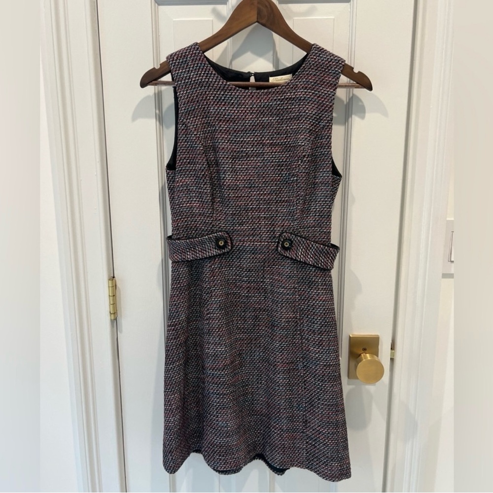 Shoshanna Tweed Sheath Dress Red Navy Sleeveless Size 6